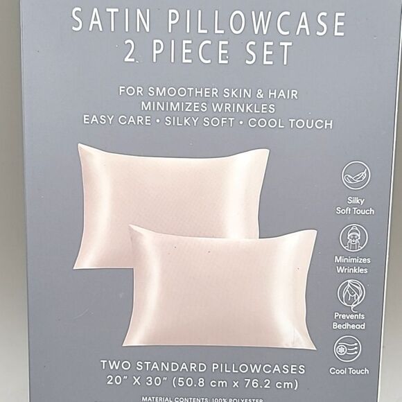 Beige Satin Pillowcases, Set of 2, NIB - Picture 3 of 3